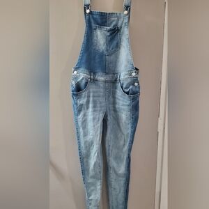 Soho Light Blue And Dark Blue Distressed Denim Overalls. Sz S